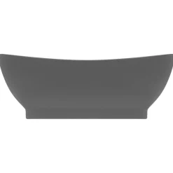 Plomberie-vidaXL Lavabo ovale à trop-plein 58,5x39 cm Céramique gris foncé mat
