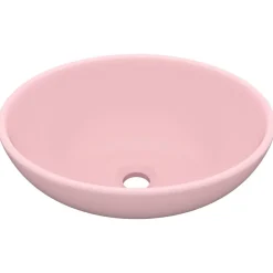 Plomberie-vidaXL Lavabo ovale de luxe 40x33 cm Céramique rose mat