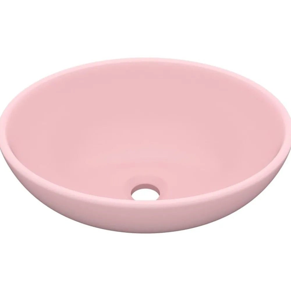 Plomberie-vidaXL Lavabo ovale de luxe 40x33 cm Céramique rose mat