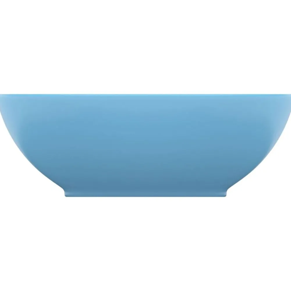 Plomberie-vidaXL Lavabo ovale de luxe 40x33 cm Céramique bleu clair mat