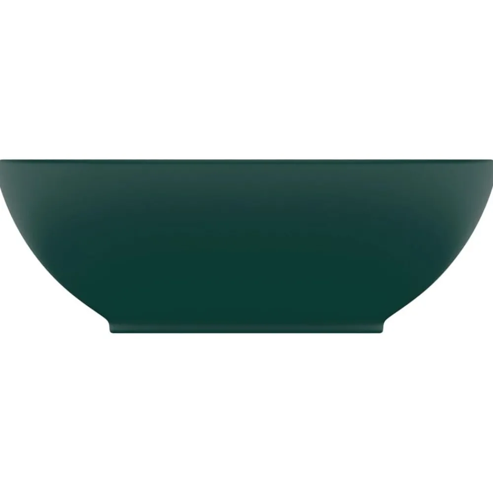 Plomberie-vidaXL Lavabo ovale de luxe 40x33 cm Céramique vert foncé mat