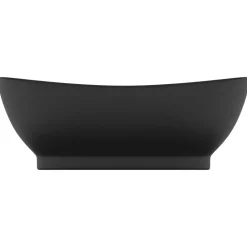 Plomberie-vidaXL Lavabo ovale de luxe à trop-plein 58,5x39 cm Céramique Noir mat