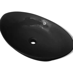 vidaXL Lavabo ovale en céramique avec trop plein 59 x 38,5 cm