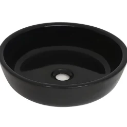 Plomberie-vidaXL Lavabo rond céramique 42x12 cm Noir
