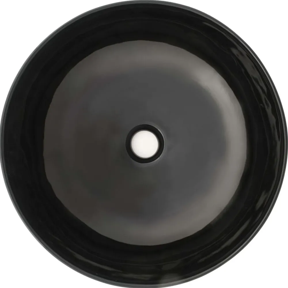 Plomberie-vidaXL Lavabo rond Céramique 41,5 x 13,5 cm Noir
