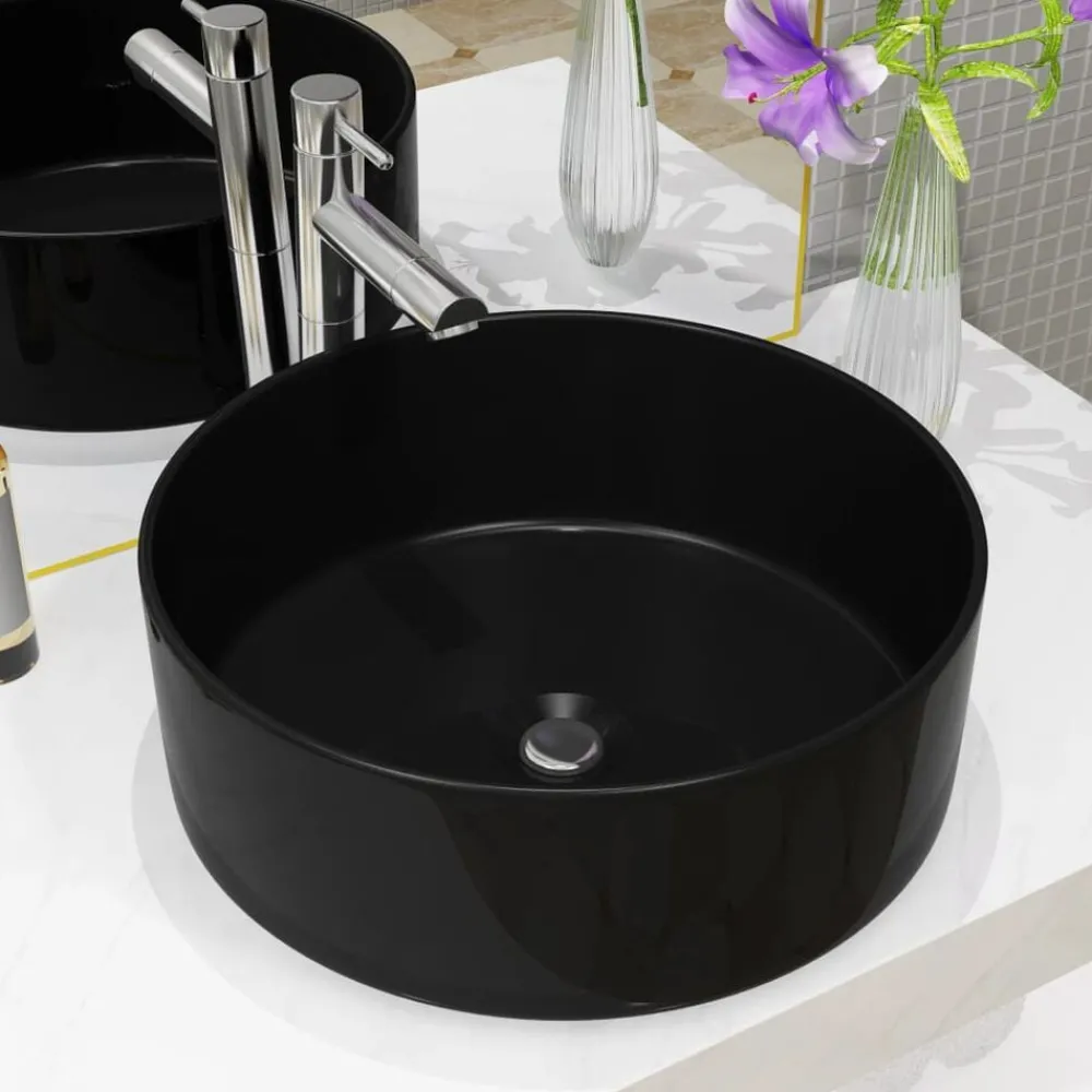 vidaXL Lavabo rond Céramique 40 x 15 cm