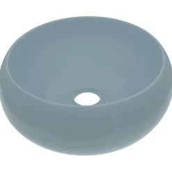 Plomberie-vidaXL Lavabo rond de luxe 40x15 cm Céramique bleu clair mat
