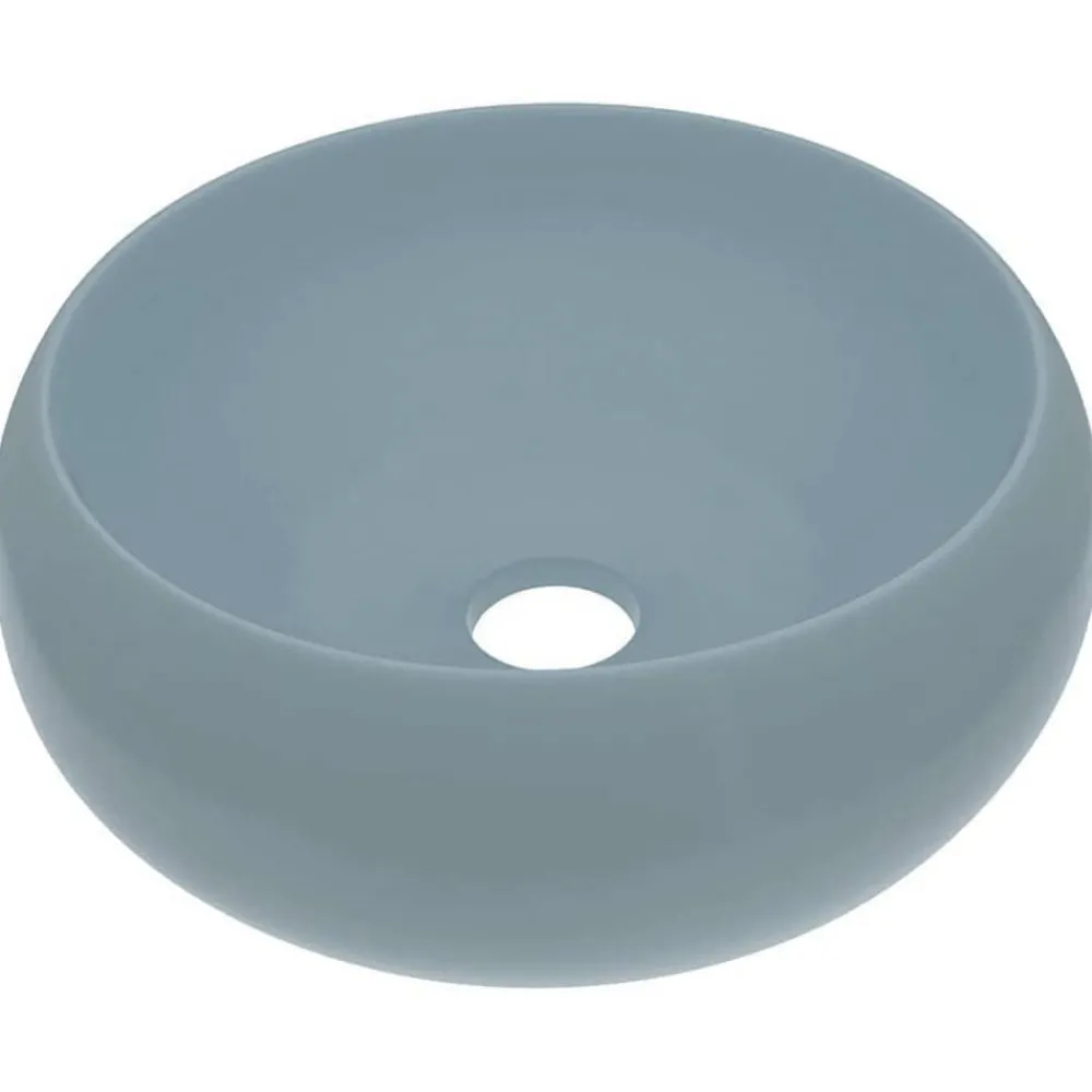 Plomberie-vidaXL Lavabo rond de luxe 40x15 cm Céramique bleu clair mat