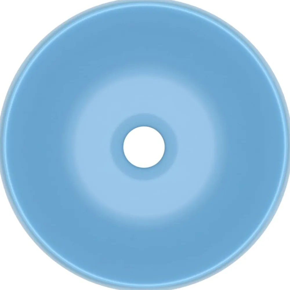 Plomberie-vidaXL Lavabo rond de luxe 40x15 cm Céramique bleu clair mat