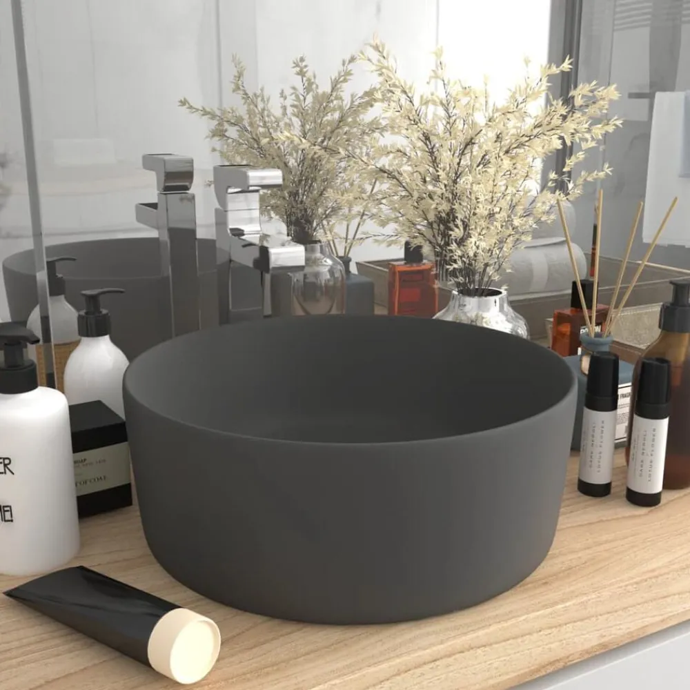 vidaXL Lavabo rond de luxe 40x15 cm Céramique