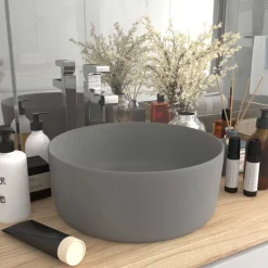 vidaXL Lavabo rond de luxe 40x15 cm Céramique