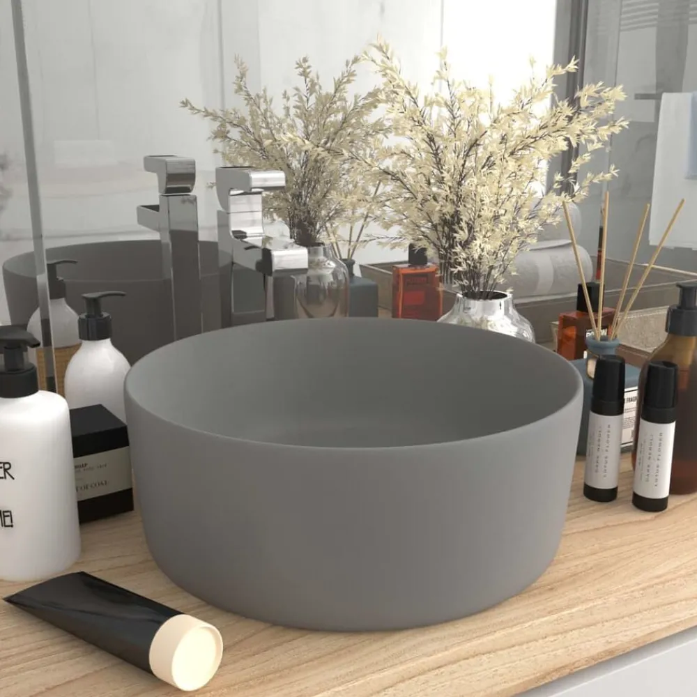 vidaXL Lavabo rond de luxe 40x15 cm Céramique