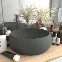 vidaXL Lavabo rond de luxe 40x15 cm Céramique