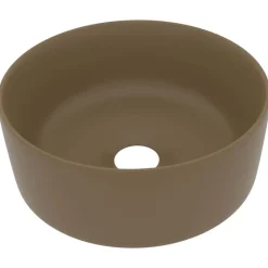 vidaXL Lavabo rond de luxe Crème mat 40x15 cm Céramique