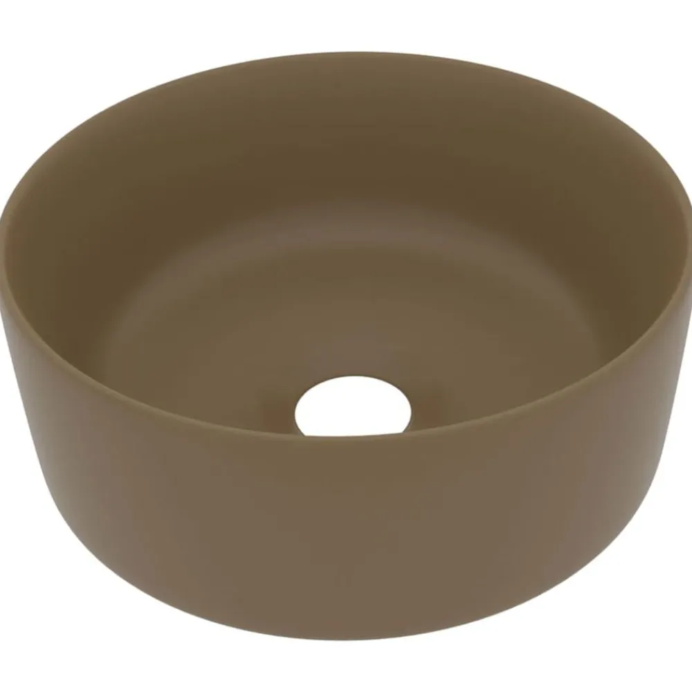 vidaXL Lavabo rond de luxe Crème mat 40x15 cm Céramique