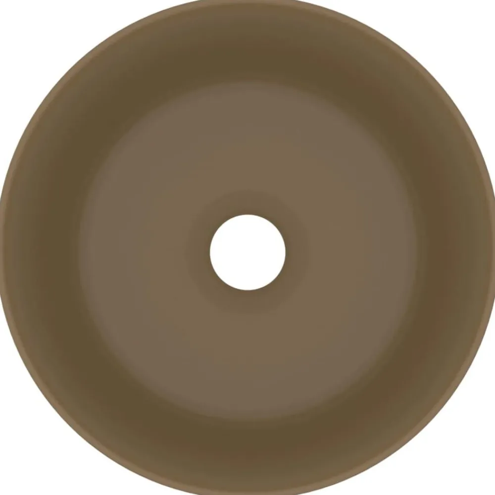vidaXL Lavabo rond de luxe Crème mat 40x15 cm Céramique