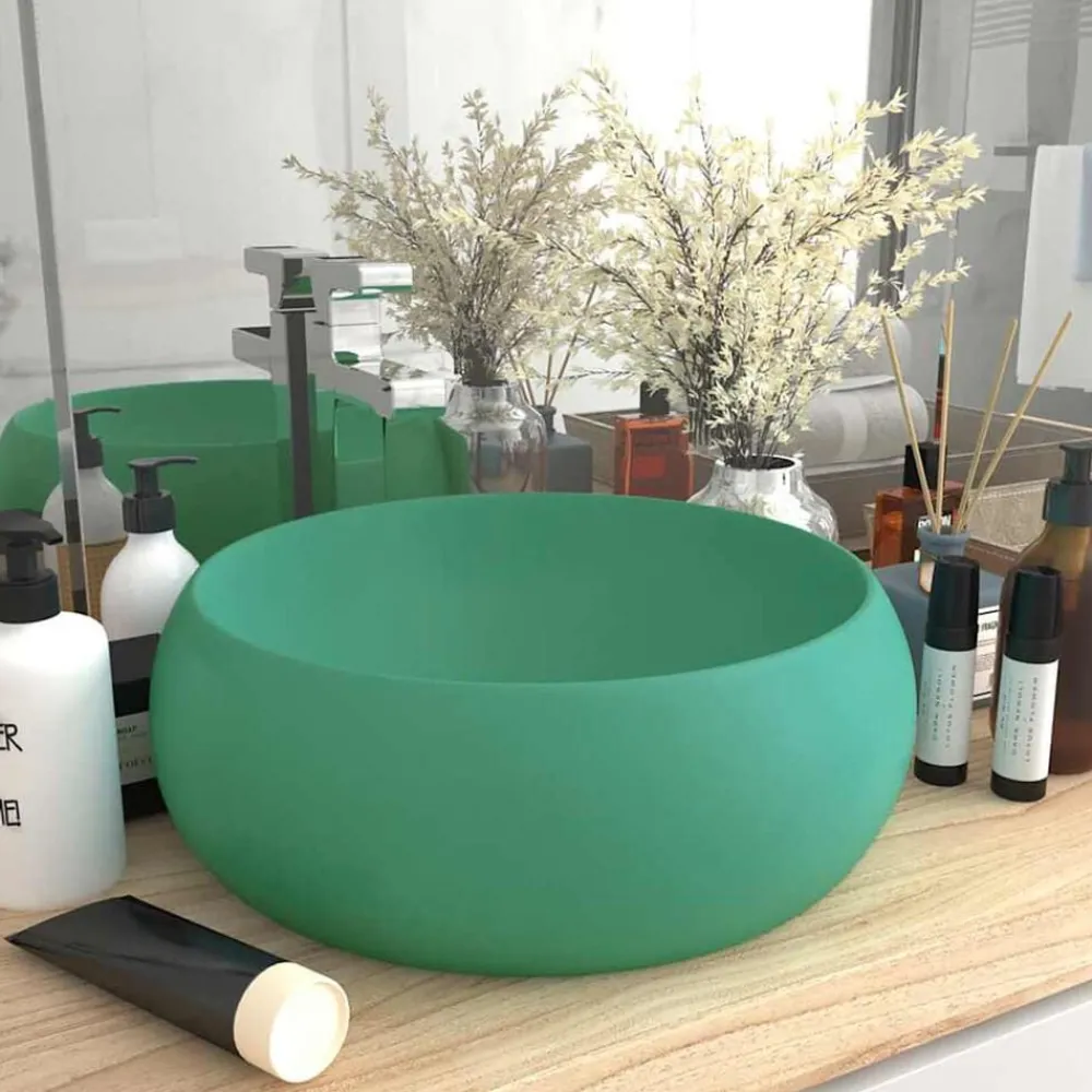 vidaXL Lavabo rond de luxe 40x15 cm Céramique