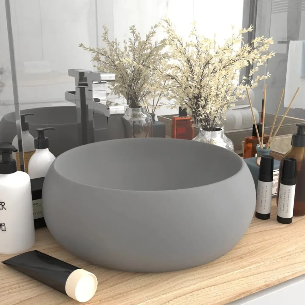 vidaXL Lavabo rond de luxe 40x15 cm Céramique