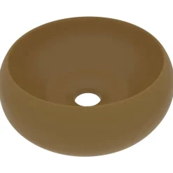 Plomberie-vidaXL Lavabo rond de luxe Crème mat 40x15 cm Céramique cr&egrave;me mat