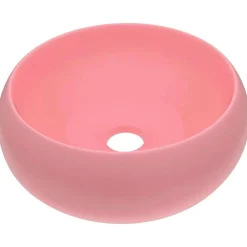 Plomberie-vidaXL Lavabo rond de luxe 40x15 cm Céramique rose mat