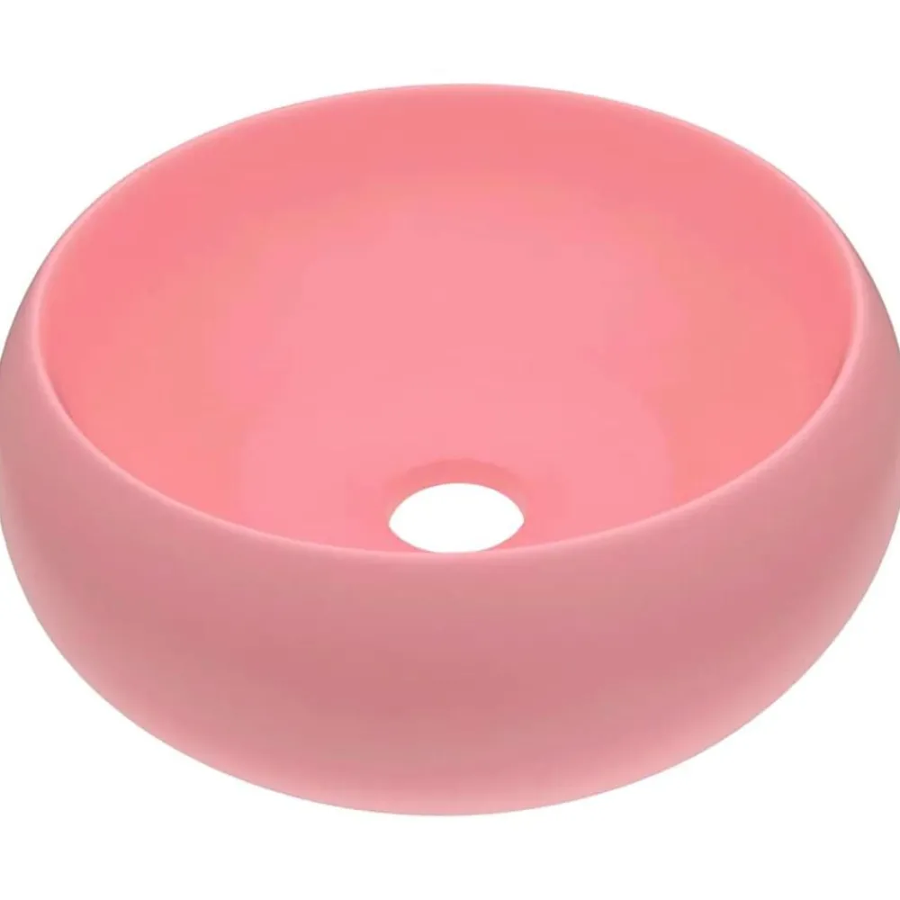 Plomberie-vidaXL Lavabo rond de luxe 40x15 cm Céramique rose mat