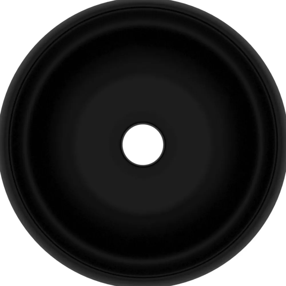 Plomberie-vidaXL Lavabo rond de luxe 40x15 cm Céramique Noir mat