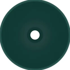 Plomberie-vidaXL Lavabo rond de salle de bain 32,5x14cm Céramique vert foncé mat