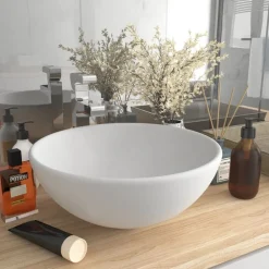vidaXL Lavabo rond de salle de bain 32,5x14 cm Céramique