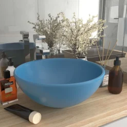 vidaXL Lavabo rond de salle de bain 32,5x14cm Céramique
