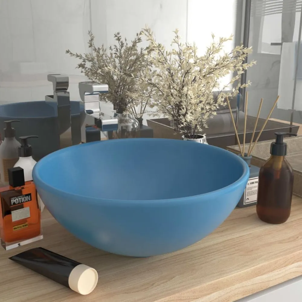 vidaXL Lavabo rond de salle de bain 32,5x14cm Céramique
