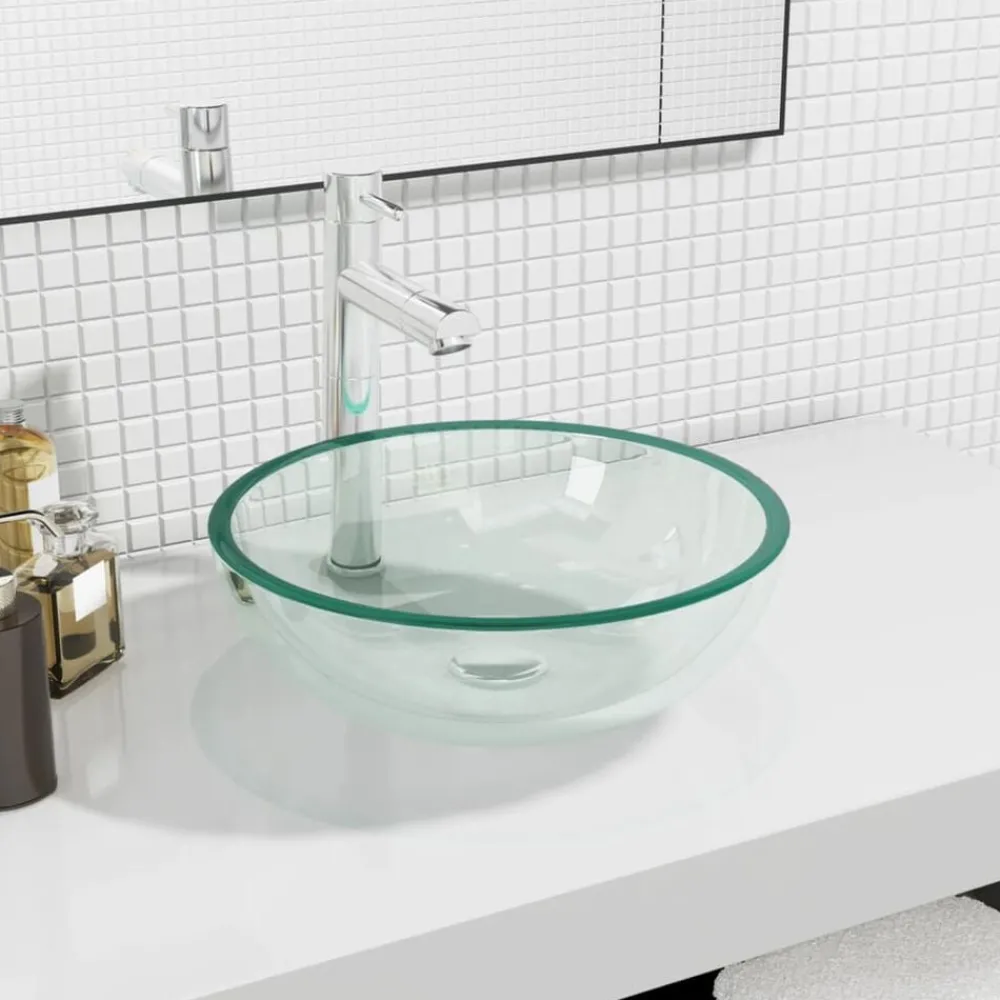 vidaXL Lavabo Verre trempé 35x12 cm