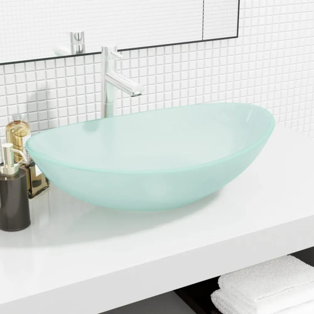 Plomberie-vidaXL Lavabo Verre trempé 54,5x35x15,5 cm Dépoli
