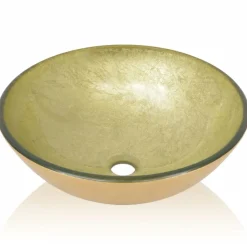 vidaXL Lavabo Verre trempé 42 cm Doré
