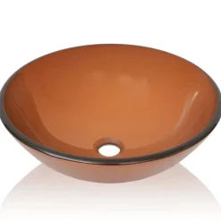 vidaXL Lavabo Verre trempé 42 cm Marron