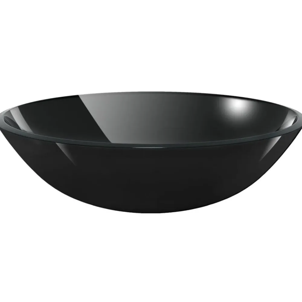 Plomberie-vidaXL Lavabo Verre trempé 42 cm Noir