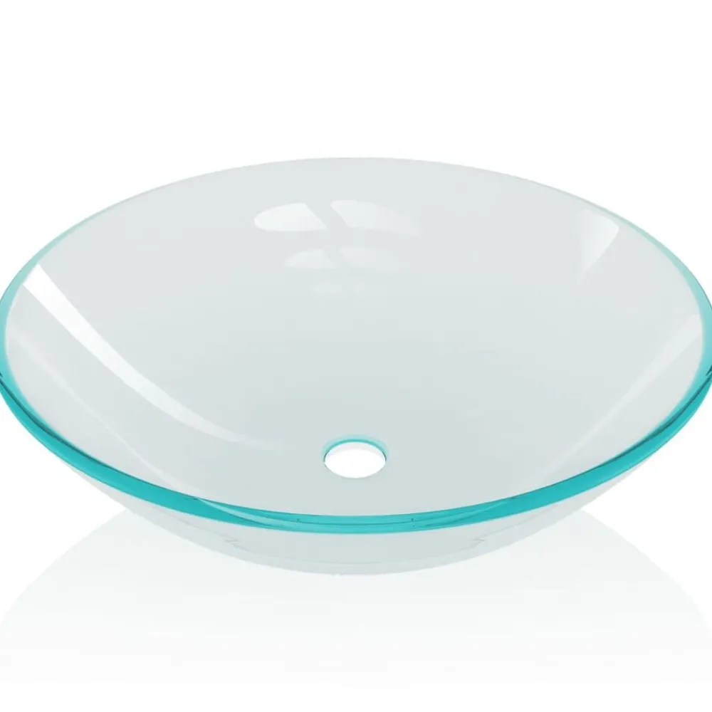 Plomberie-vidaXL Lavabo Verre trempé 42 cm Transparent