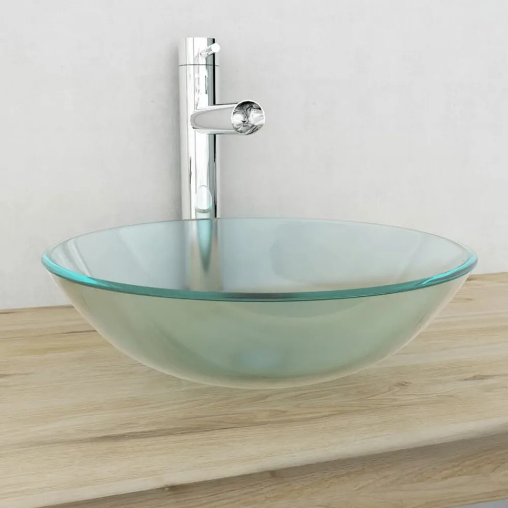 Plomberie-vidaXL Lavabo Verre trempé 42 cm Givré