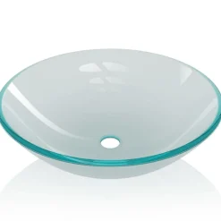 Plomberie-vidaXL Lavabo Verre trempé 42 cm Givré