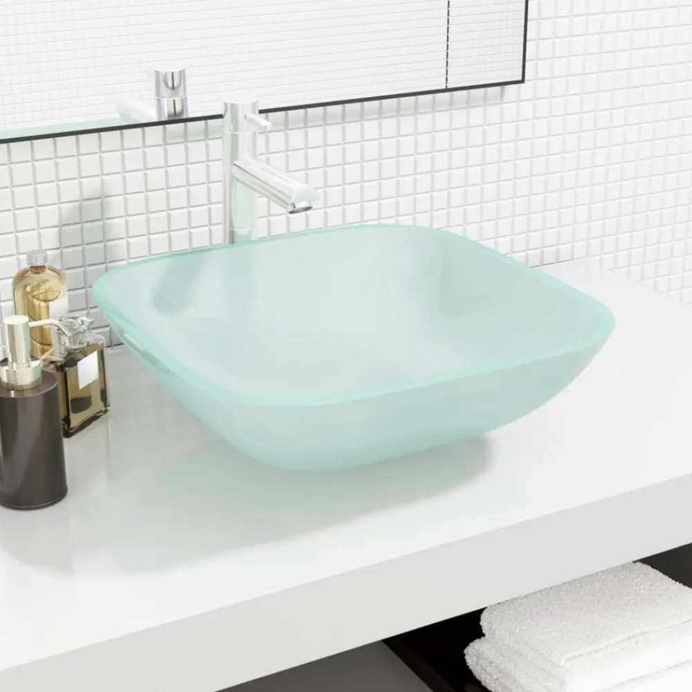 vidaXL Lavabo Verre 42x42x14 cm