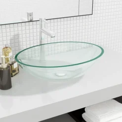 Plomberie-vidaXL Lavabo Verre 50x37x14 cm Transparent