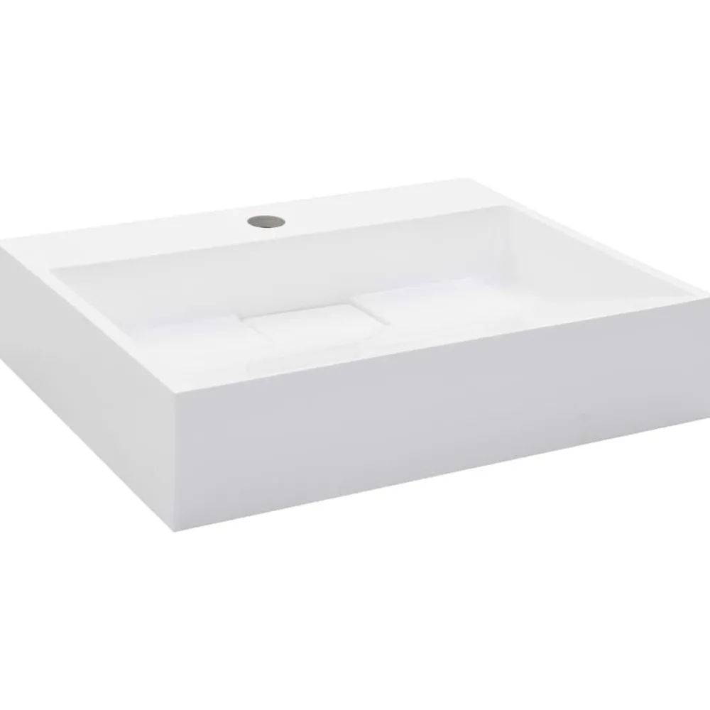 vidaXL Lavabo 50x38x13 cm Fonte minérale/marbre Blanc