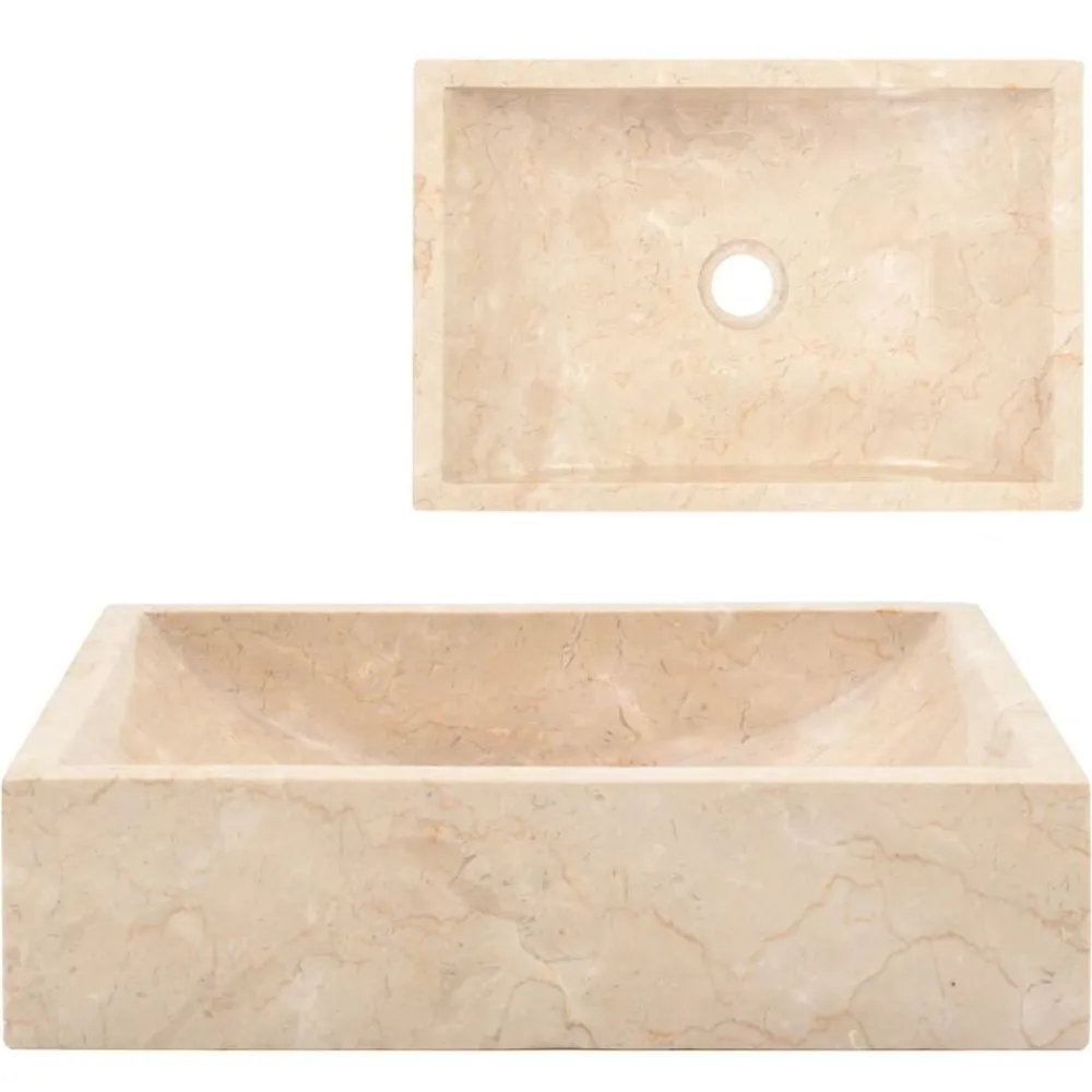 vidaXL Lavabo 45x30x12 cm marbre crème brillant