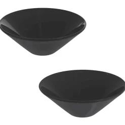 Plomberie-vidaXL Lavabos 2 pcs brillant Ø42x14 cm céramique Noir