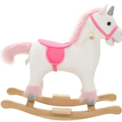 vidaXL Licorne à bascule Peluche 65x32x58 cm Blanc et rose