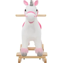 vidaXL Licorne à bascule Peluche 65x32x58 cm Blanc et rose