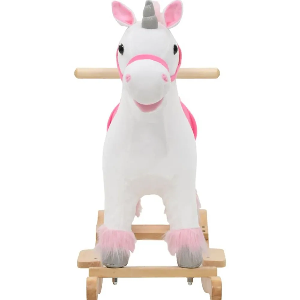 vidaXL Licorne à bascule Peluche 65x32x58 cm Blanc et rose