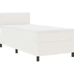 Lits & Accessoires-vidaXL Lit à ressort LED avec tête de lit Crème et Blanc 100 x 200 cm Crème