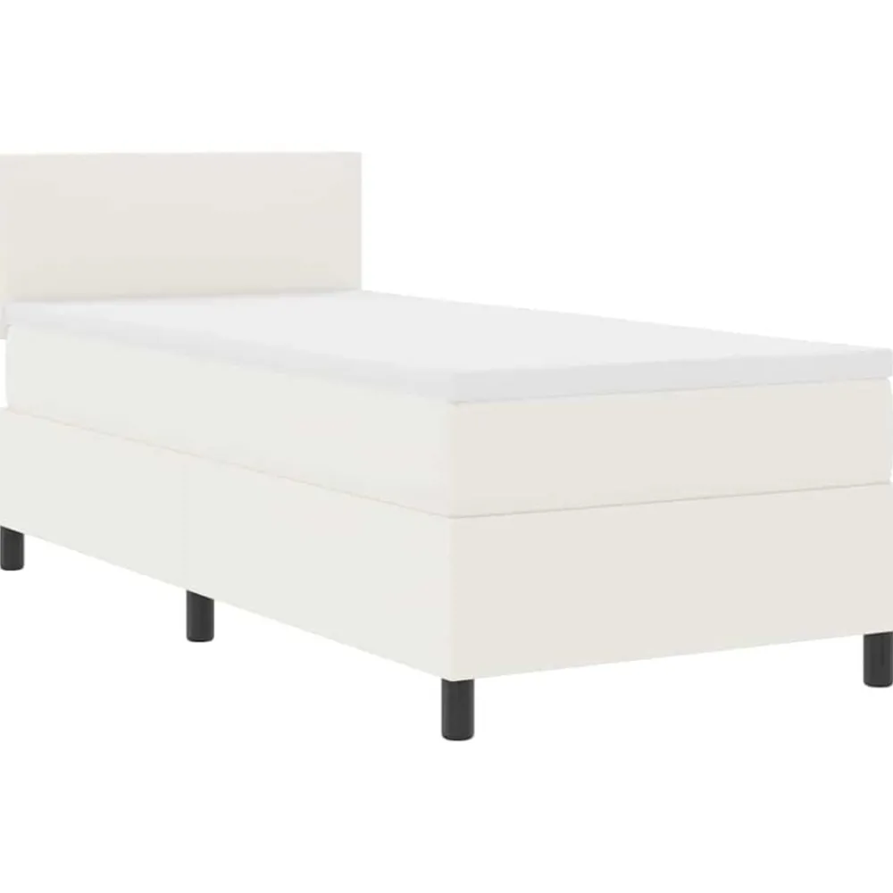 Lits & Accessoires-vidaXL Lit à ressort LED avec tête de lit Crème et Blanc 100 x 200 cm Cr&egrave;me