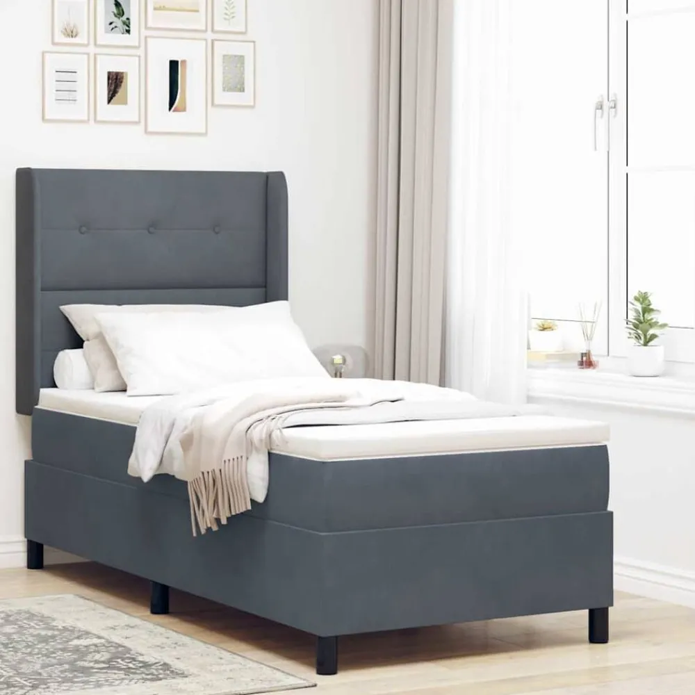 vidaXL Lit à ressorts avec matelas 80 x 200 cm Velours
