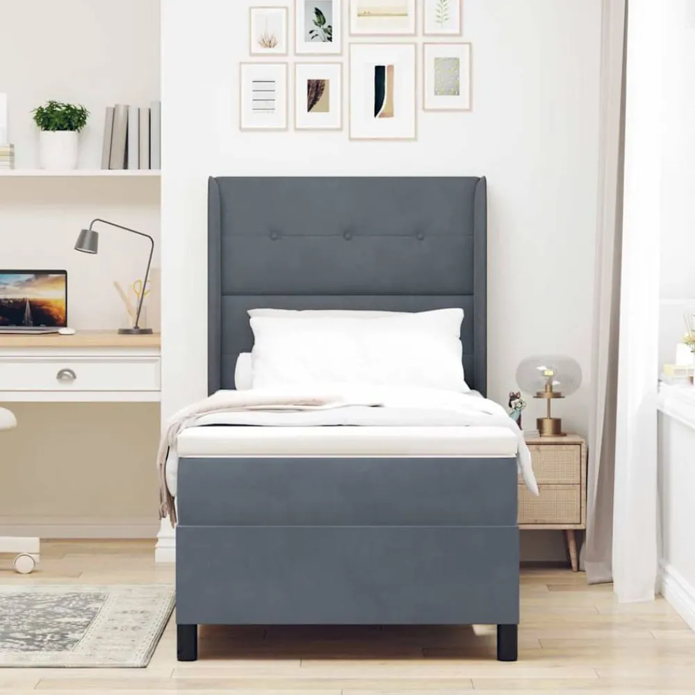 vidaXL Lit à ressorts avec matelas 80 x 200 cm Velours